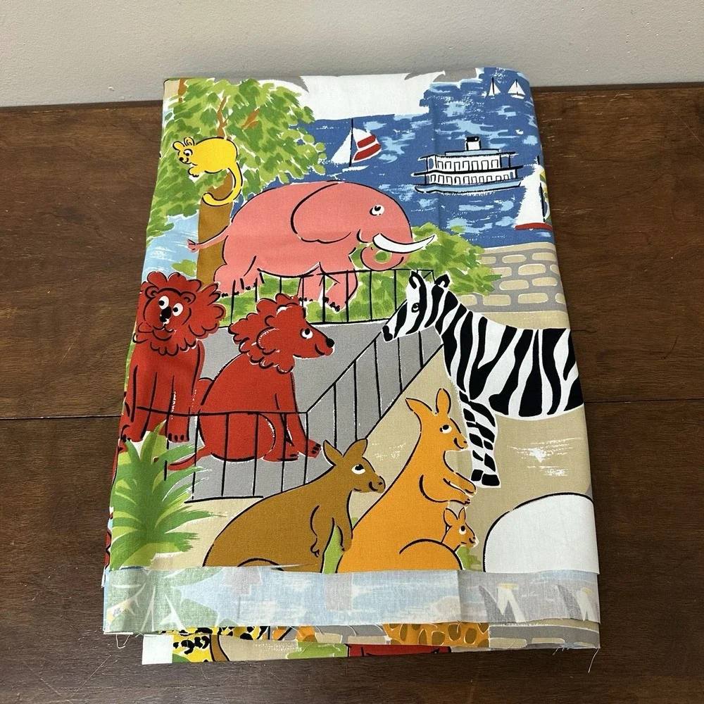 Vtg Retro Taronga Zoo Australian Animals Craft Upholstery Fabric 1+ Yards